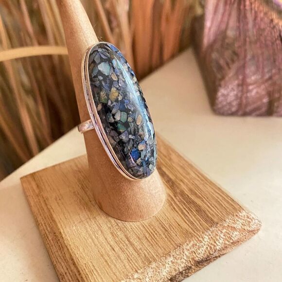 Copper Ethiopian Opal Sterling Silver Ring Size 6 - Picture 3 of 6